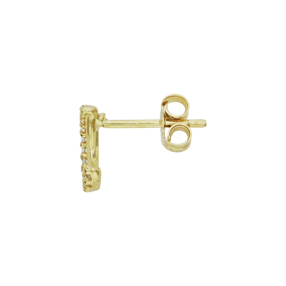 Topos en oro amarillo de 18 Kilates, 1/2 luna, con zircones