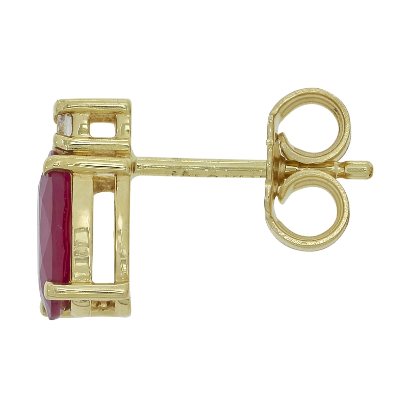 Topos en oro amarillo de 18 Kilates, con 2 rubís centrales de 1.50 Ct y decoración en diamantes de 0.06 Ct