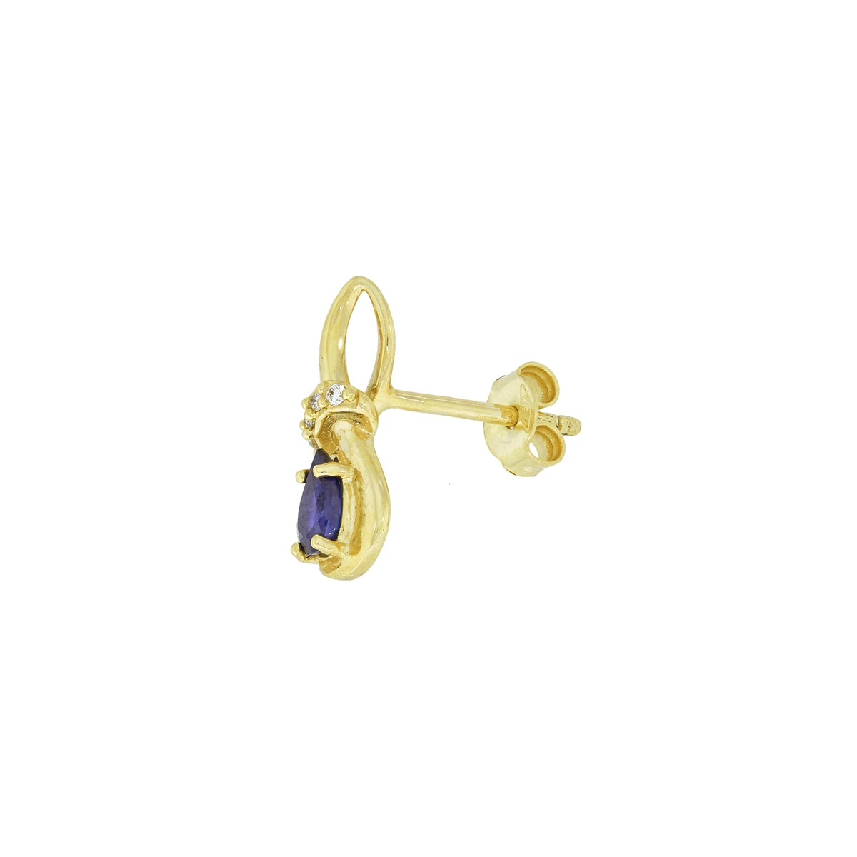 Topos en oro amarillo de 18 Kilates, Onda, con 2 zafiros centrales de 0.65 Ct y decoración en diamantes de 0.04 Ct