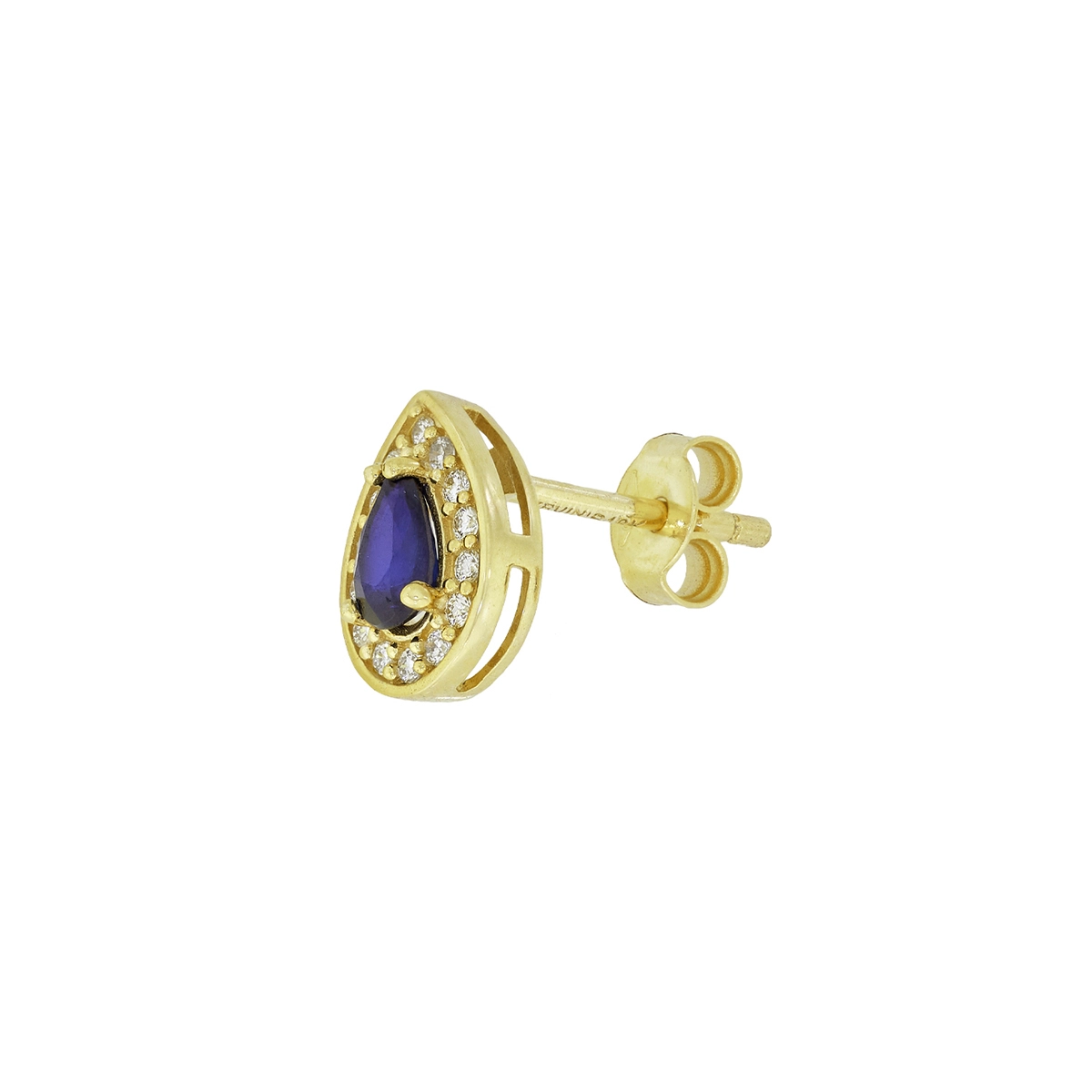 Topos en oro amarillo de 18 Kilates, Uñas+decoración, con 2 zafiros centrales de 0.35 Ct y decoración en diamantes de 0.14 Ct