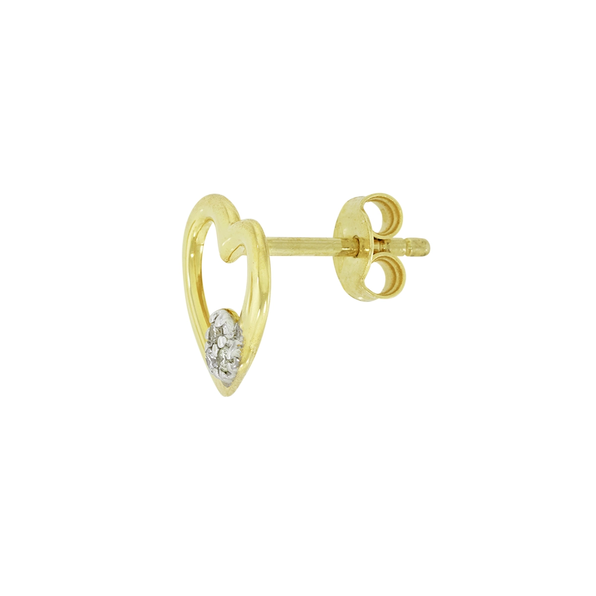 Topos de corazón en oro de 18 Kilates, con diamantes de 0.05 Ct