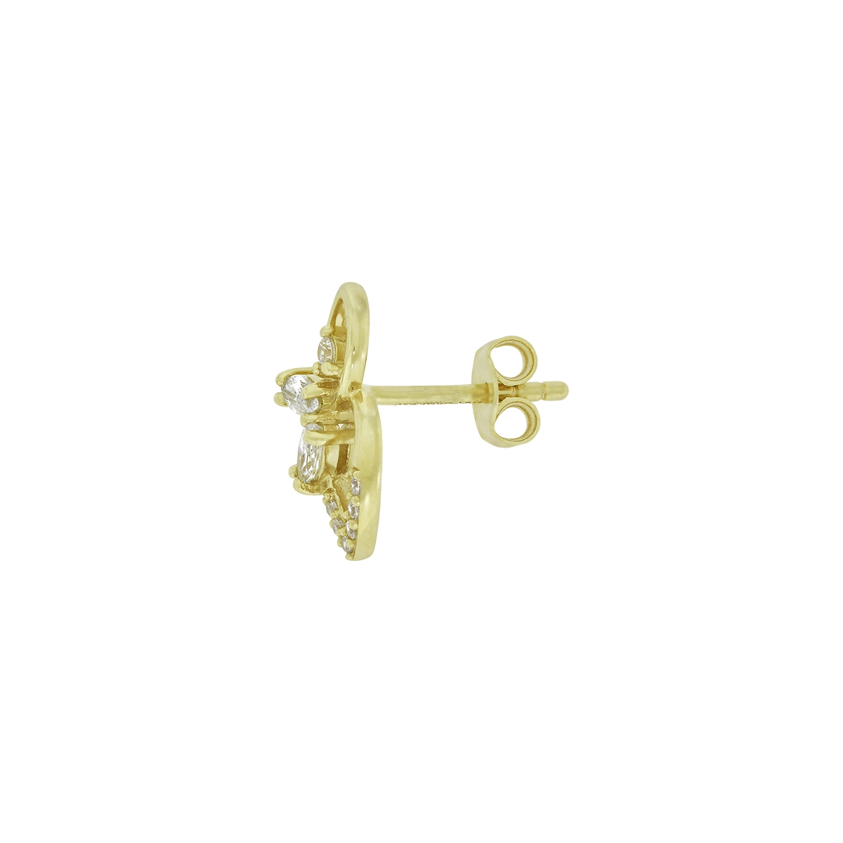 Topos en oro amarillo de 18 Kilates, Hoja, con zircones