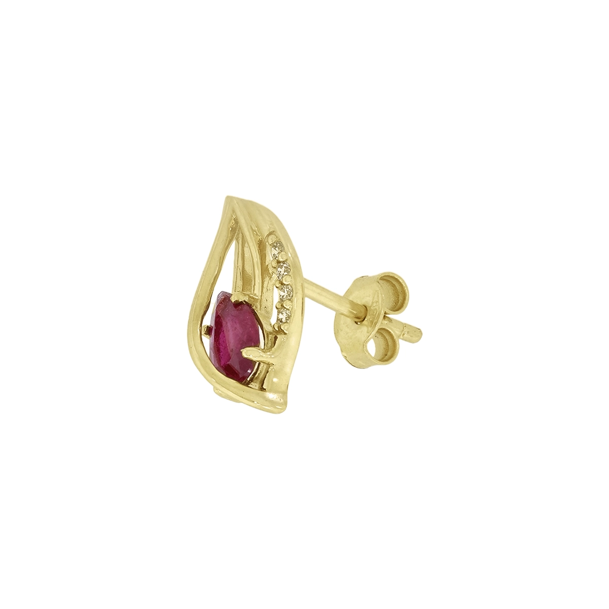 Topos en oro amarillo de 18 Kilates, Franja, con 2 rubís centrales de 0.80 Ct y decoración en diamantes de 0.04 Ct