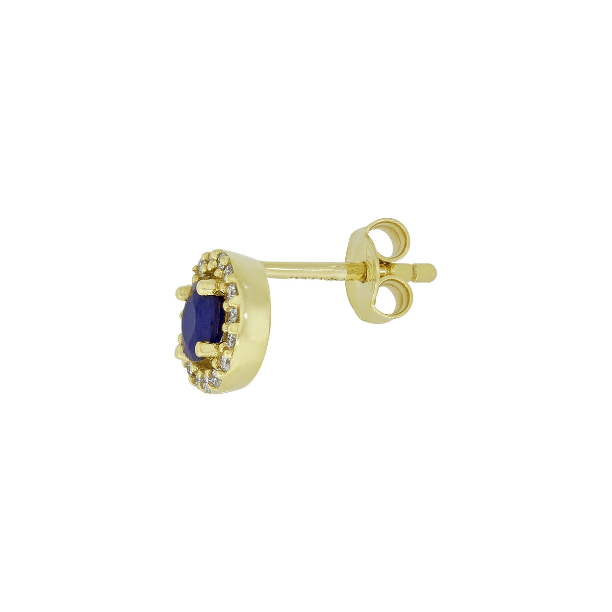 Topos en oro amarillo de 18 Kilates, Uñas+decoración, con 2 zafiros centrales de 0.60 Ct y decoración en diamantes de 0.16 Ct