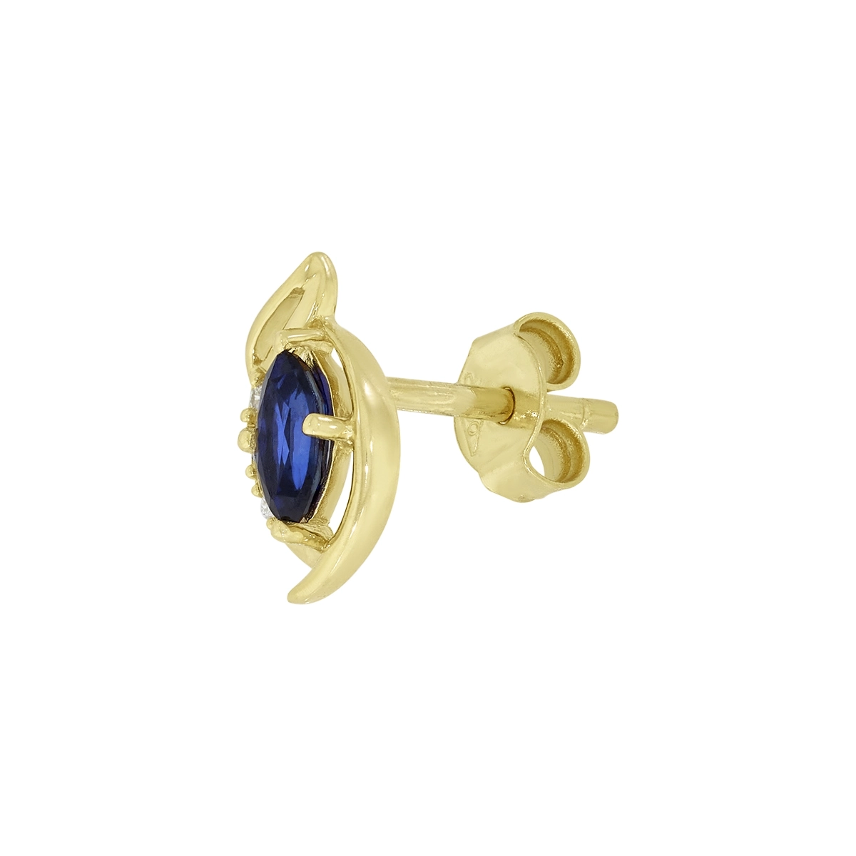 Topos en oro amarillo de 18 Kilates, Franja, con 2 zafiros centrales de 0.25 Ct y decoración en diamantes de 0.03 Ct