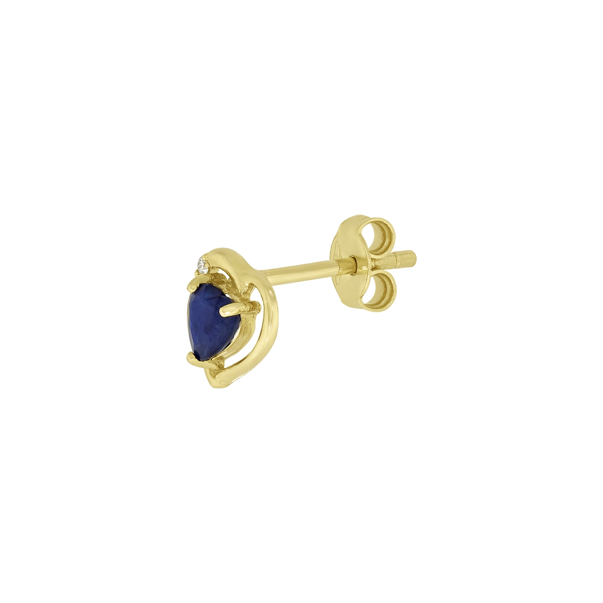 Topos de corazón en oro amarillo de 18 Kilates,con 2 zafiros centrales de 0.65 Ct y decoración en diamantes de 0.03 Ct