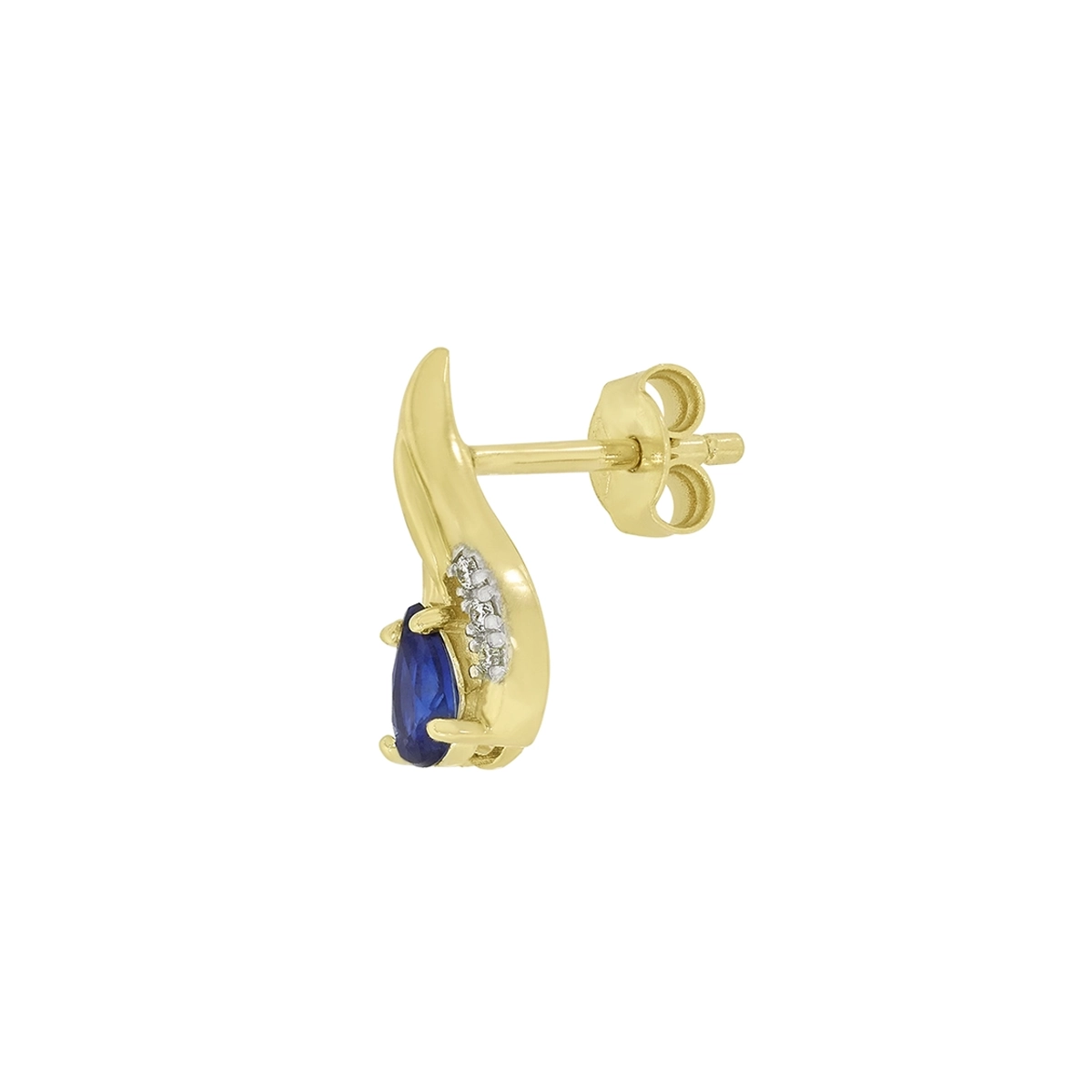 Topos en oro amarillo de 18 Kilates, Franja, con 2 zafiros centrales de 0.55 Ct y decoración en diamantes de 0.03 Ct