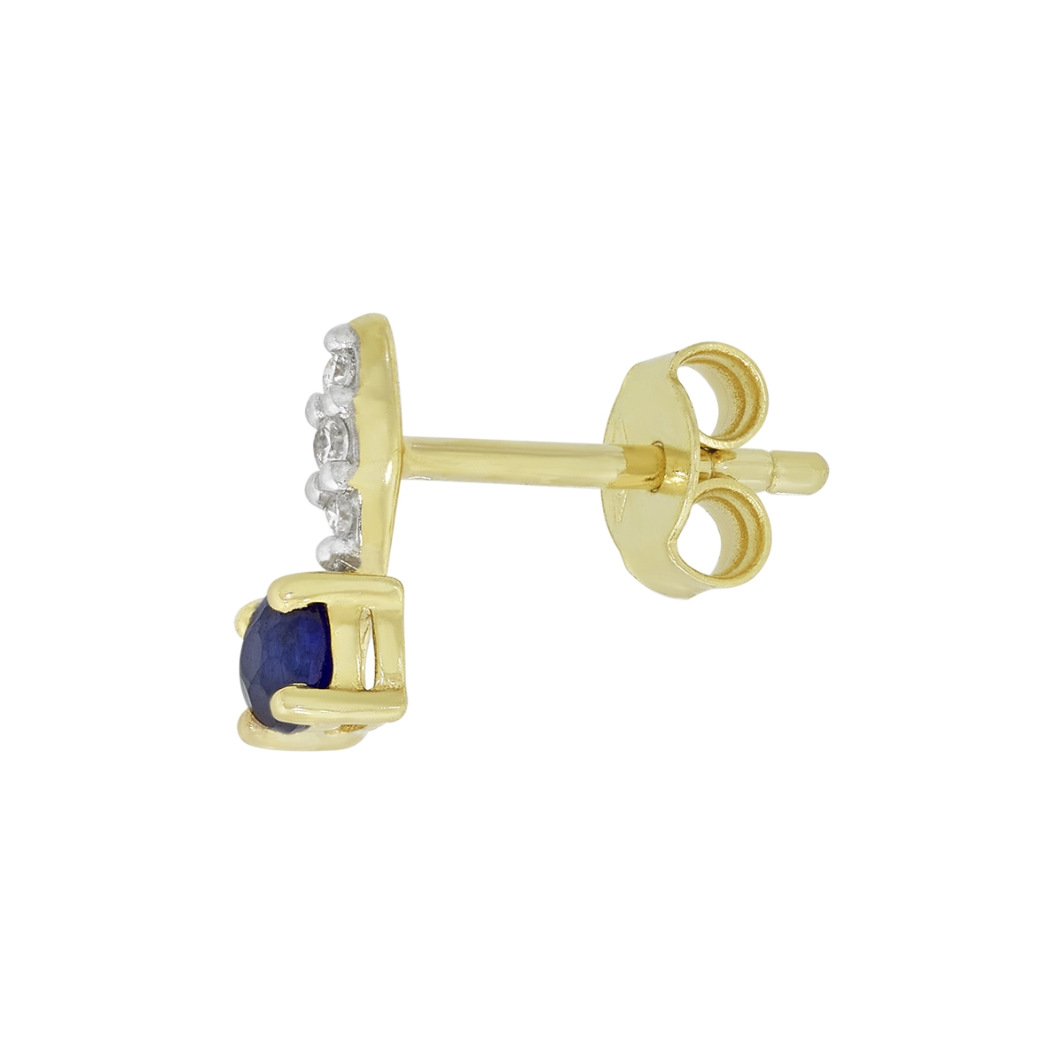 Topos en oro amarillo de 18 Kilates, Uñas+decoración, con 2 zafiros centrales de 0.25 Ct y decoración en diamantes de 0.04 Ct