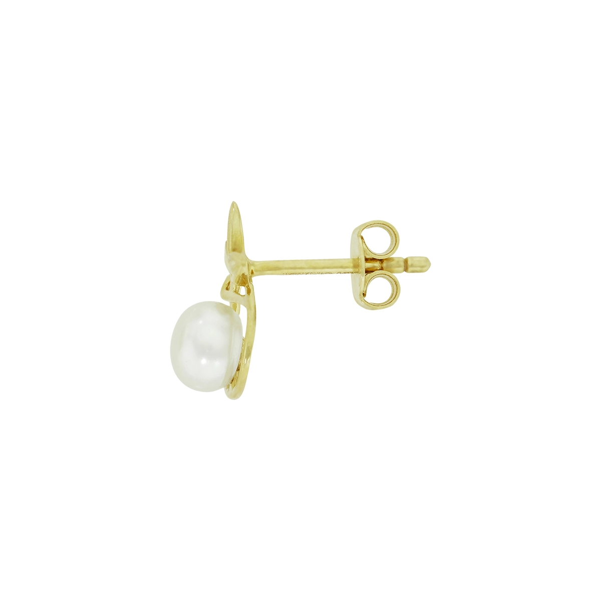 Topos en oro amarillo de 18 Kilates, Hoja, con perlas centrales de 5 mm de ancho aprox