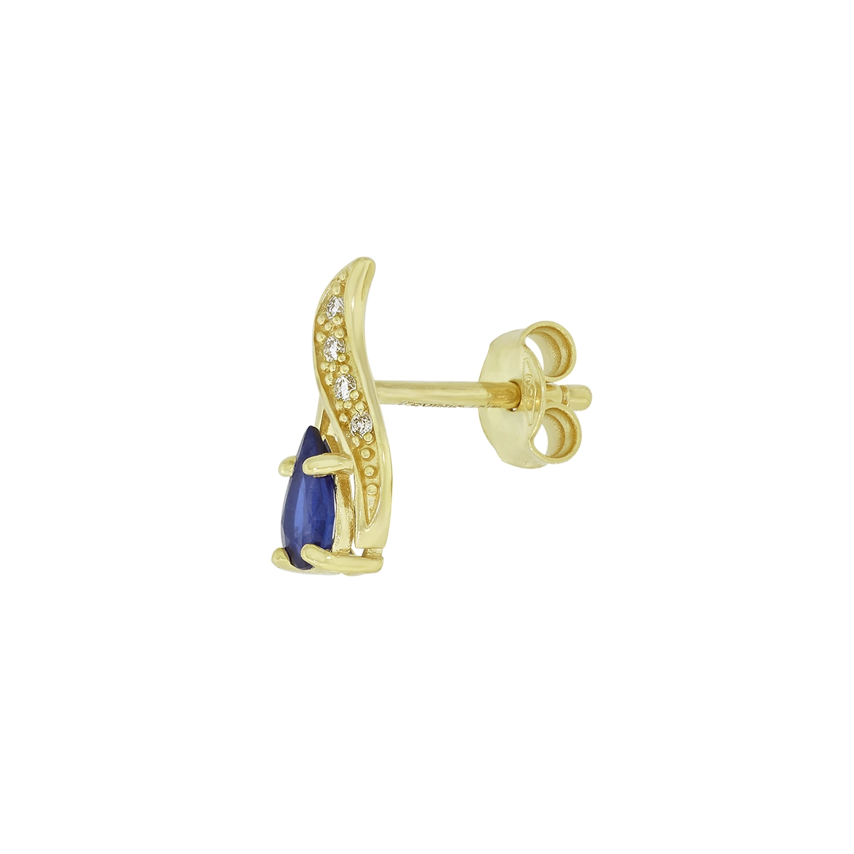 Topos en oro amarillo de 18 Kilates, Franja, con 2 zafiros centrales de 0.35 Ct y decoración en diamantes de 0.04 Ct