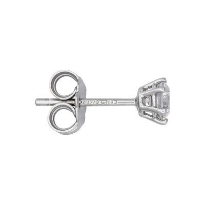 Topos studs en oro blanco de 18 Kilates, con 2 zircones centrales