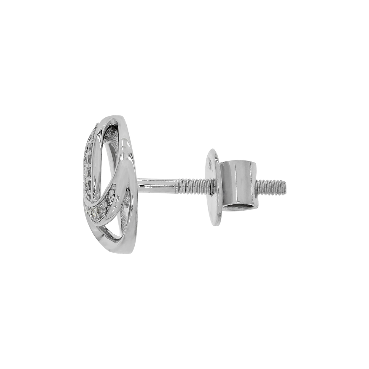 Topos en oro blanco de 18 Kilates, Lágrima, con diamantes de 0.10 Ct