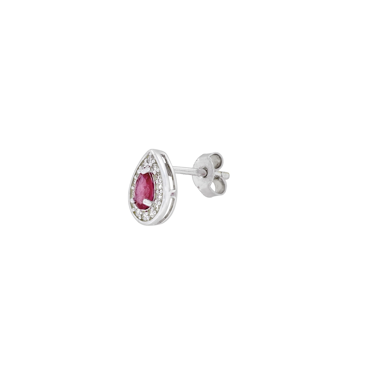 Topos en oro blanco de 18 Kilates, Uñas+decoración, con 2 rubís centrales de 0.50 Ct y decoración en diamantes de 0.14 Ct