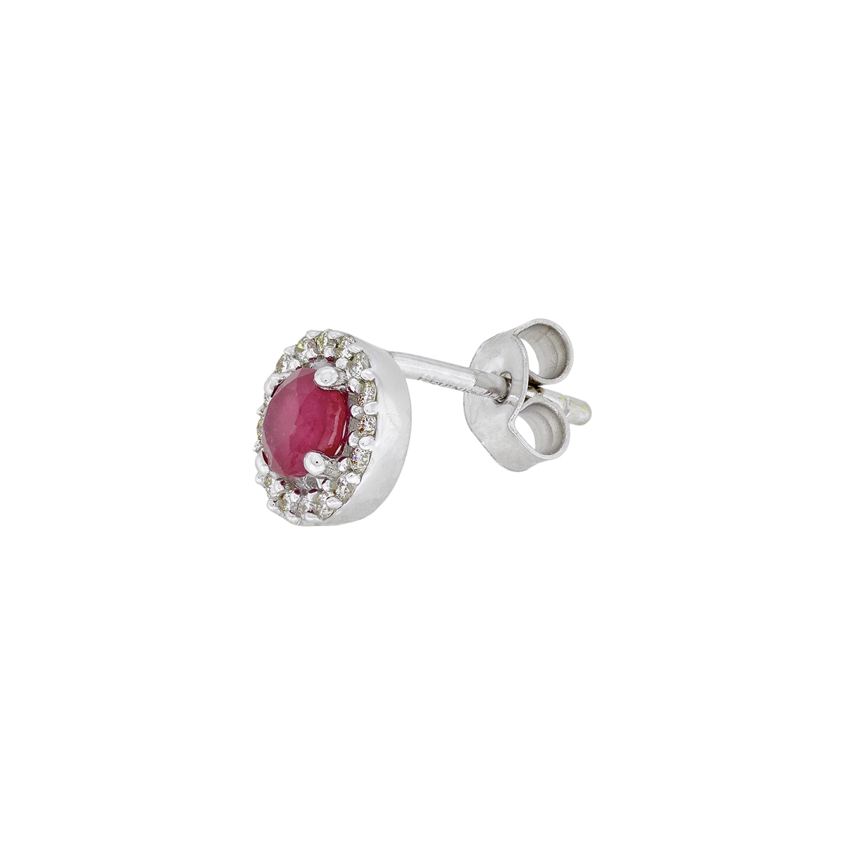 Topos en oro blanco de 18 Kilates, Uñas+decoración, con 2 rubís centrales de 0.60 Ct y decoración en diamantes de 0.16 Ct