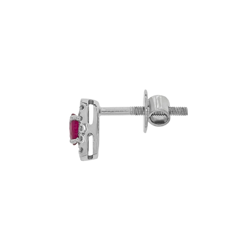 Topos en oro blanco de 18 Kilates, Uñas+decoración, con 2 rubís centrales de 0.45 Ct y decoración en diamantes de 0.20 Ct