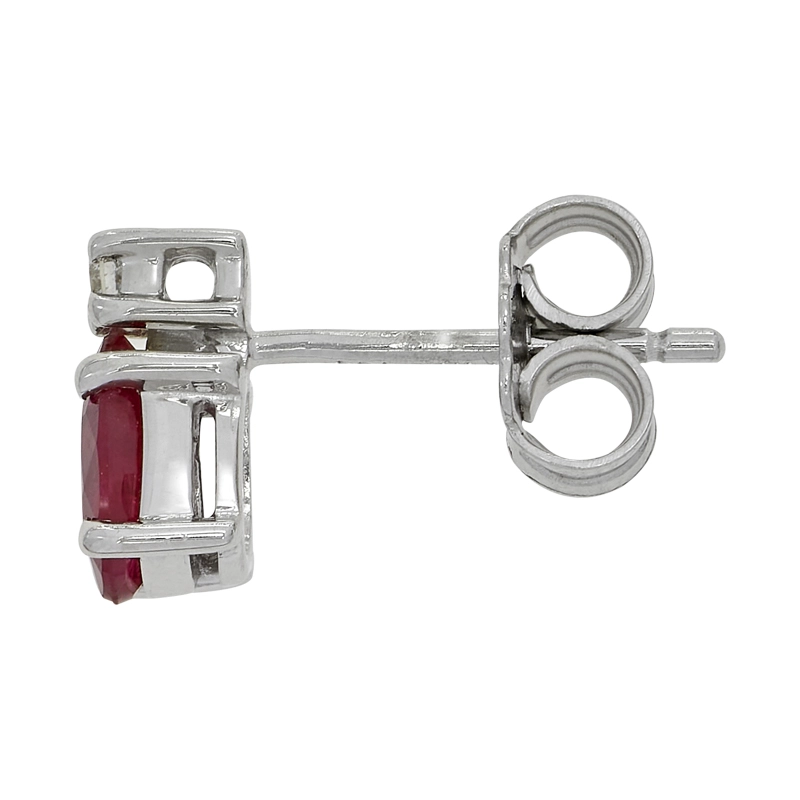 Topos en oro blanco de 18 Kilates, Uñas+decoración, con 2 rubís centrales de 1.00 Ct y decoración en diamantes de 0.04 Ct