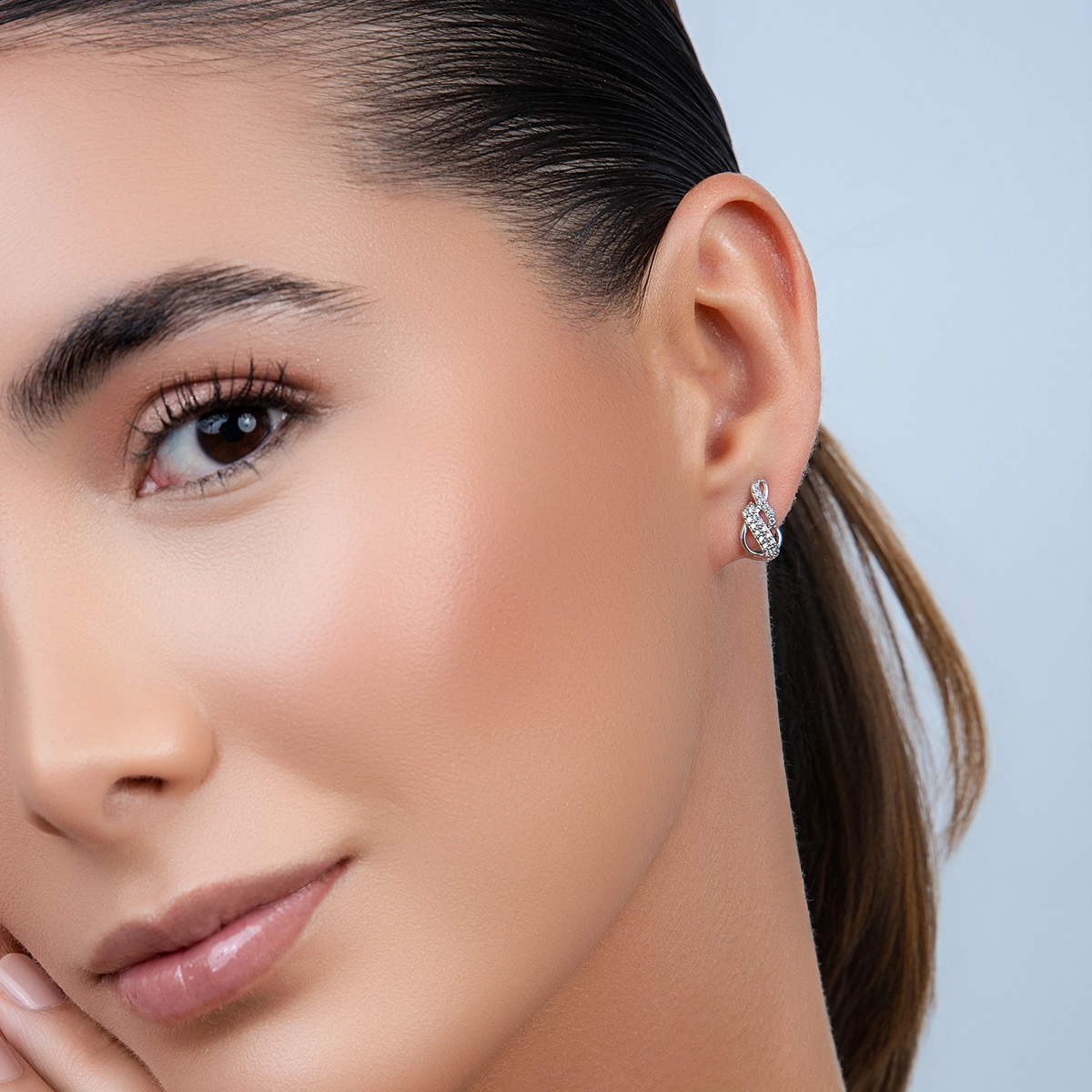 Topos en oro blanco de 18 Kilates, Franja, con diamantes de 0.24 Ct