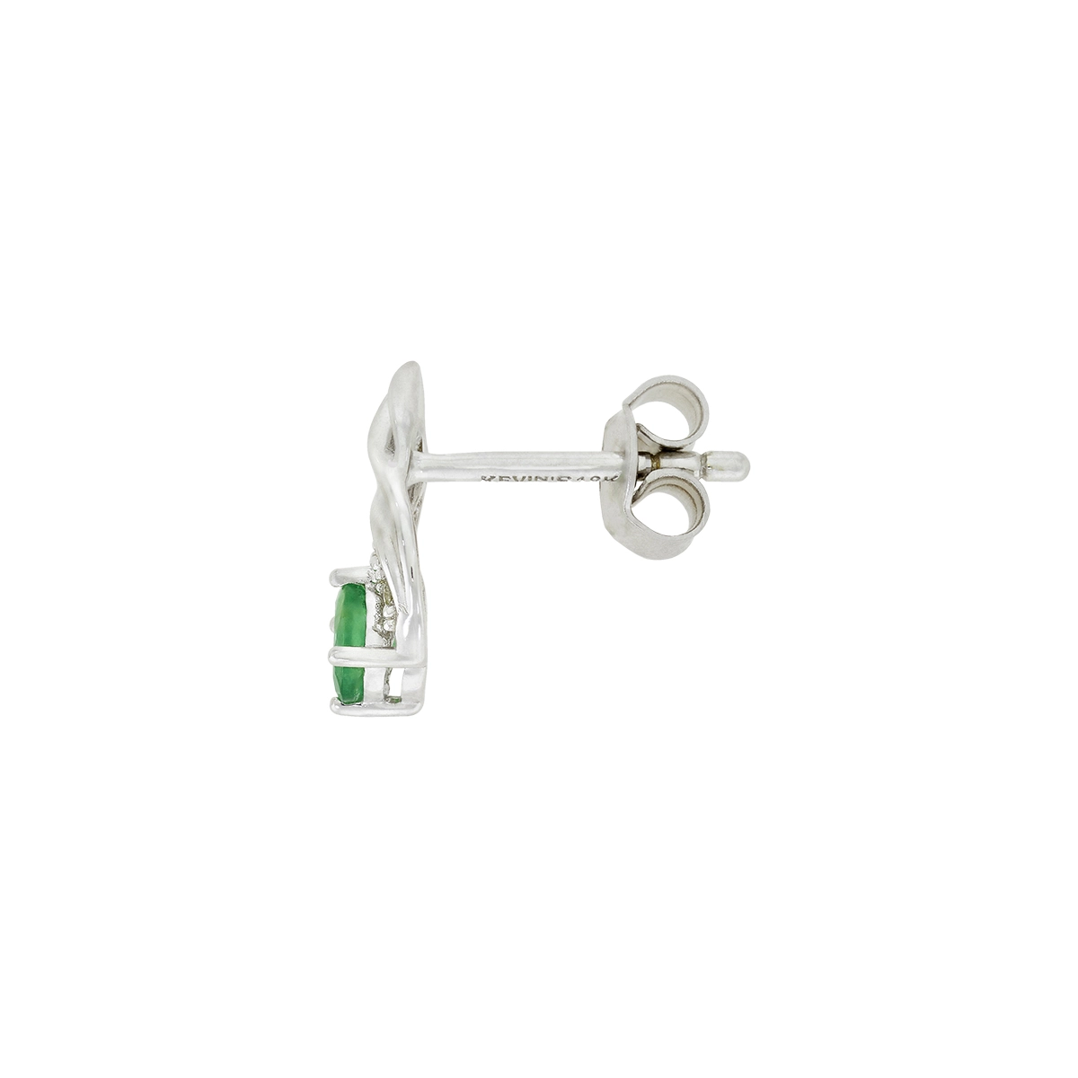 Topos en oro blanco de 18 Kilates, Franja, con 2 esmeraldas centrales de 0.30 Ct y decoración en diamantes de 0.04 Ct