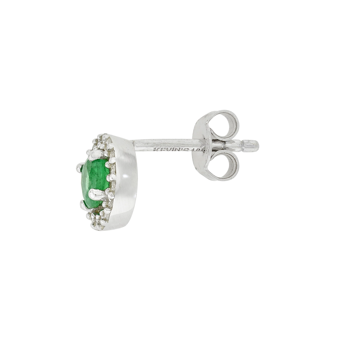 Topos en oro blanco de 18 Kilates, Uñas+decoración, con 2 esmeraldas centrales de 0.45 Ct y decoración en diamantes de 0.16 Ct, 7 mm. de ancho