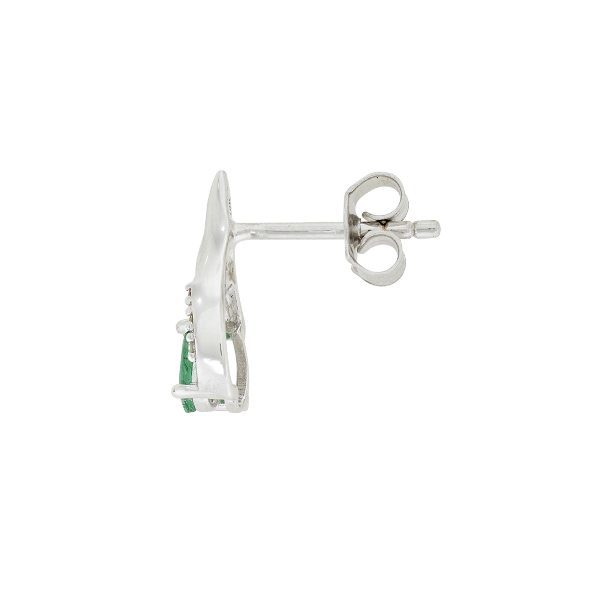Topos en oro blanco de 18 Kilates, Franja, con 2 esmeraldas centrales de 0.35 Ct y decoración en diamantes de 0.03 Ct