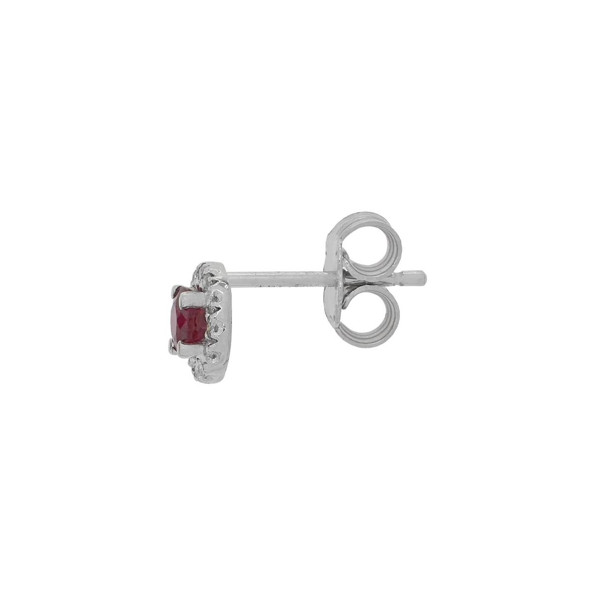 Topos en oro blanco de 18 Kilates, Uñas+decoración, con 2 rubís centrales de 0.46 Ct y decoración en diamantes de 0.13 Ct