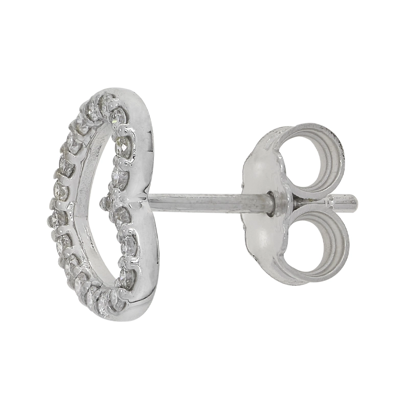 Topos de corazón en oro blanco de 18 Kilates, con diamantes de 0.22 Ct