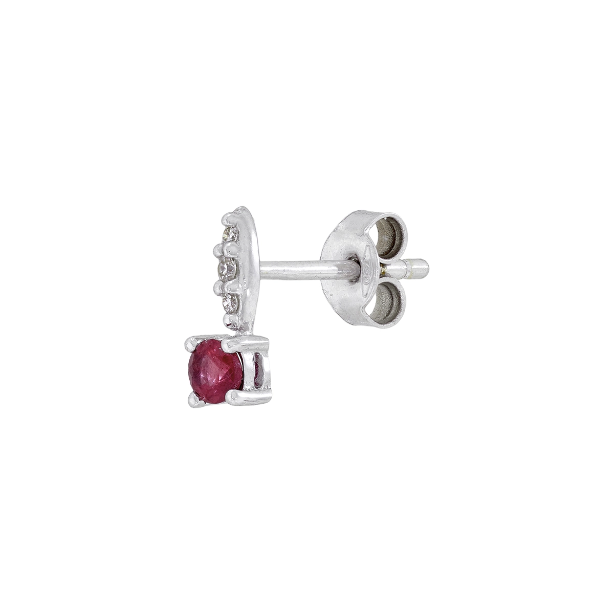 Topos en oro blanco de 18 Kilates, Uñas+decoración, con 2 rubís centrales de 0.25 Ct y decoración en diamantes de 0.04 Ct