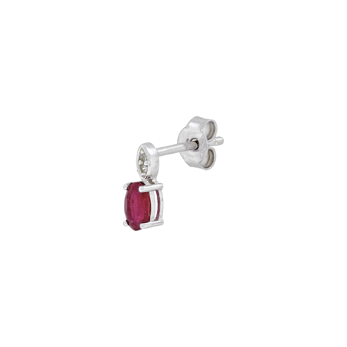 Topos en oro blanco de 18 Kilates, Uñas+decoración, con 2 rubís centrales de 0.65 Ct y decoración en diamantes de 0.02 Ct