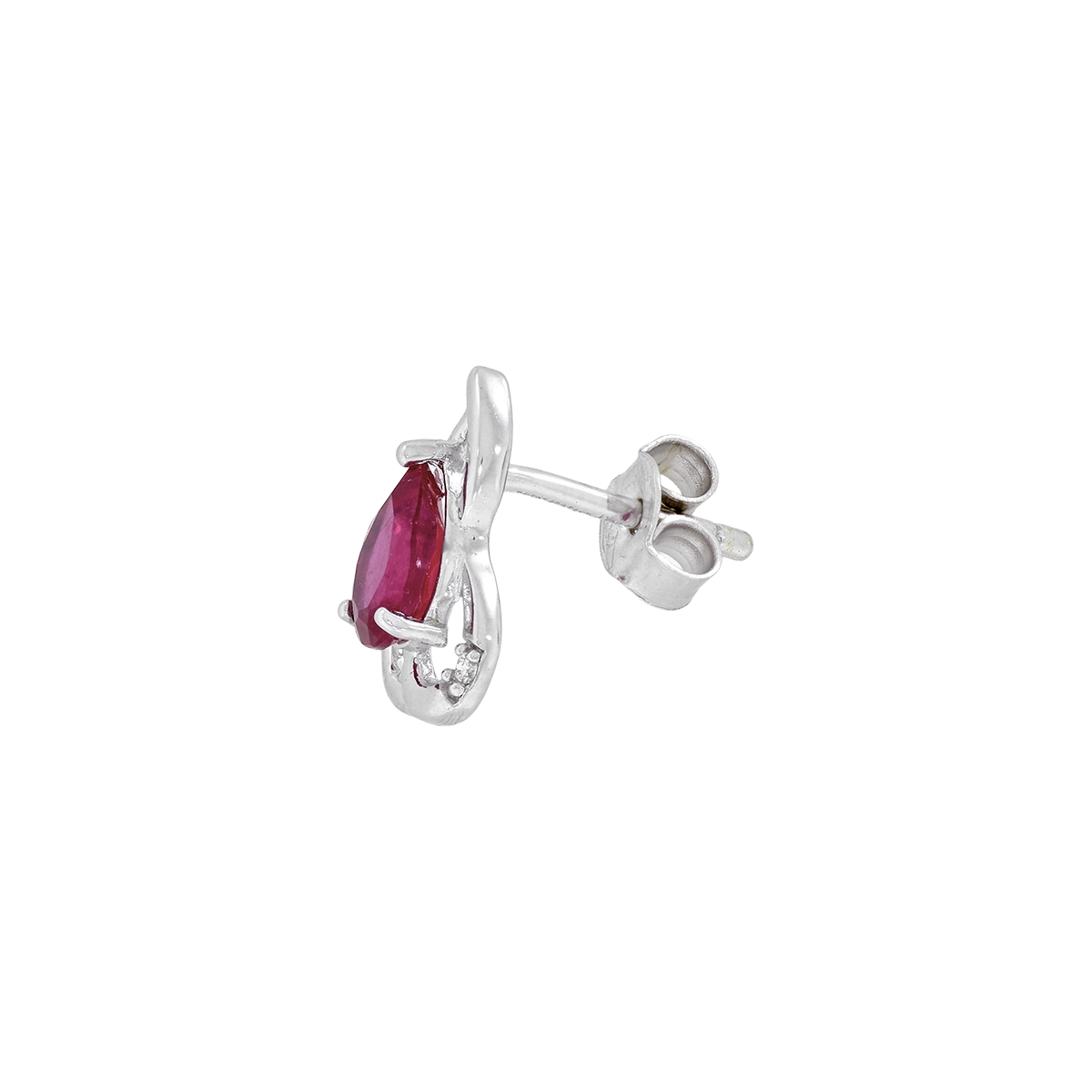 Topos en oro blanco de 18 Kilates, Onda, con 2 rubís centrales de 0.90 Ct y decoración en diamantes de 0.01 Ct