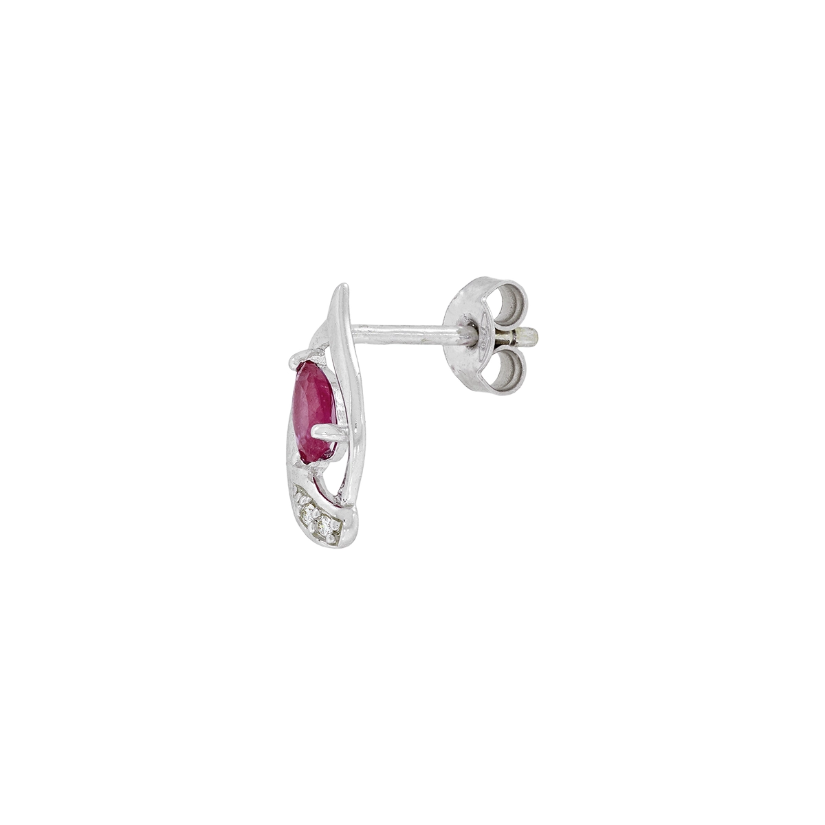 Topos en oro blanco de 18 Kilates, Franja, con 2 rubís centrales de 0.30 Ct y decoración en diamantes de 0.02 Ct