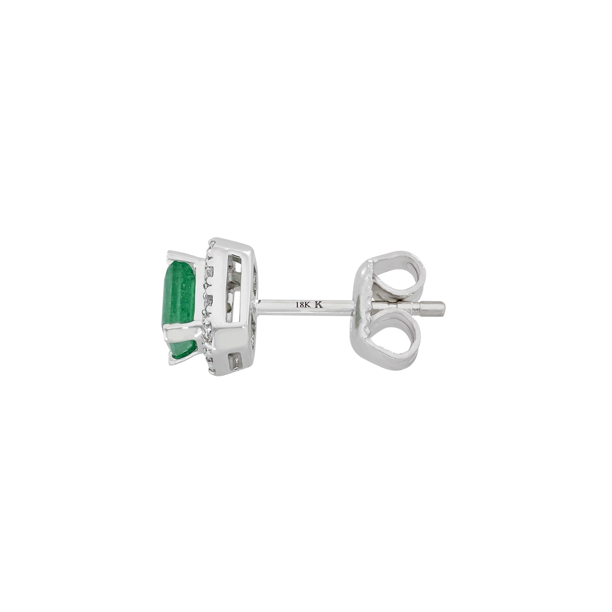 Topos en oro blanco de 18 Kilates, Uñas+decoración, con 2 esmeraldas centrales de 0.90 Ct y decoración en diamantes de 0.16 Ct
