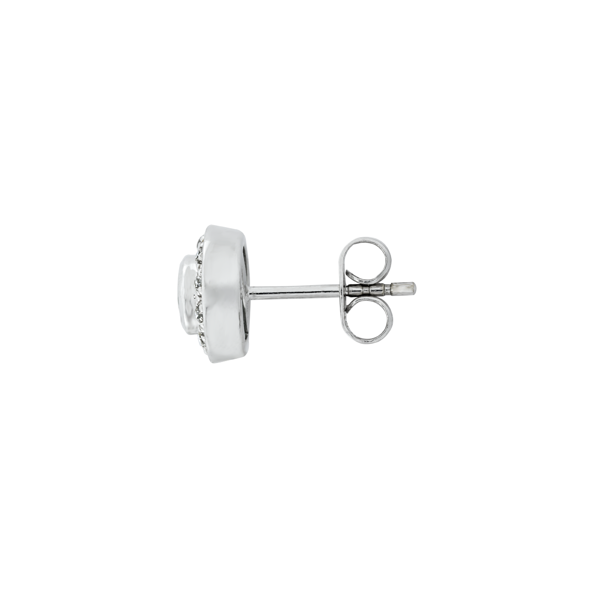 Topos en oro blanco de 18 Kilates, Bisel+decoración, con 2 esmeraldas centrales de 0.30 Ct y decoración en diamantes de 0.10 Ct