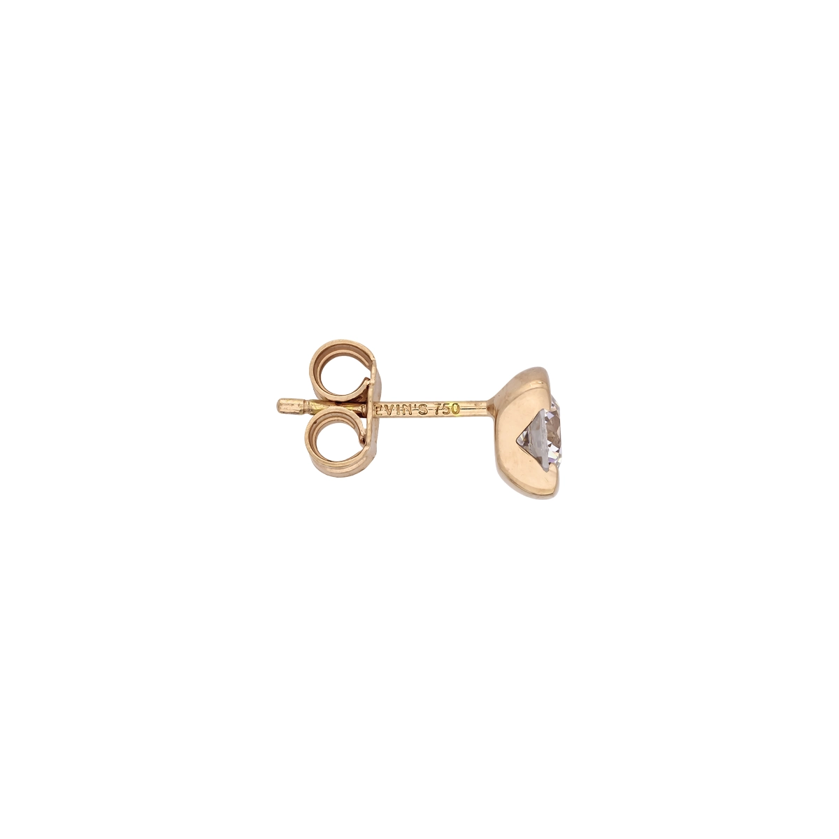 Topos studs en oro rojo de 18 Kilates, con 2 zircones centrales, 5 mm. de ancho