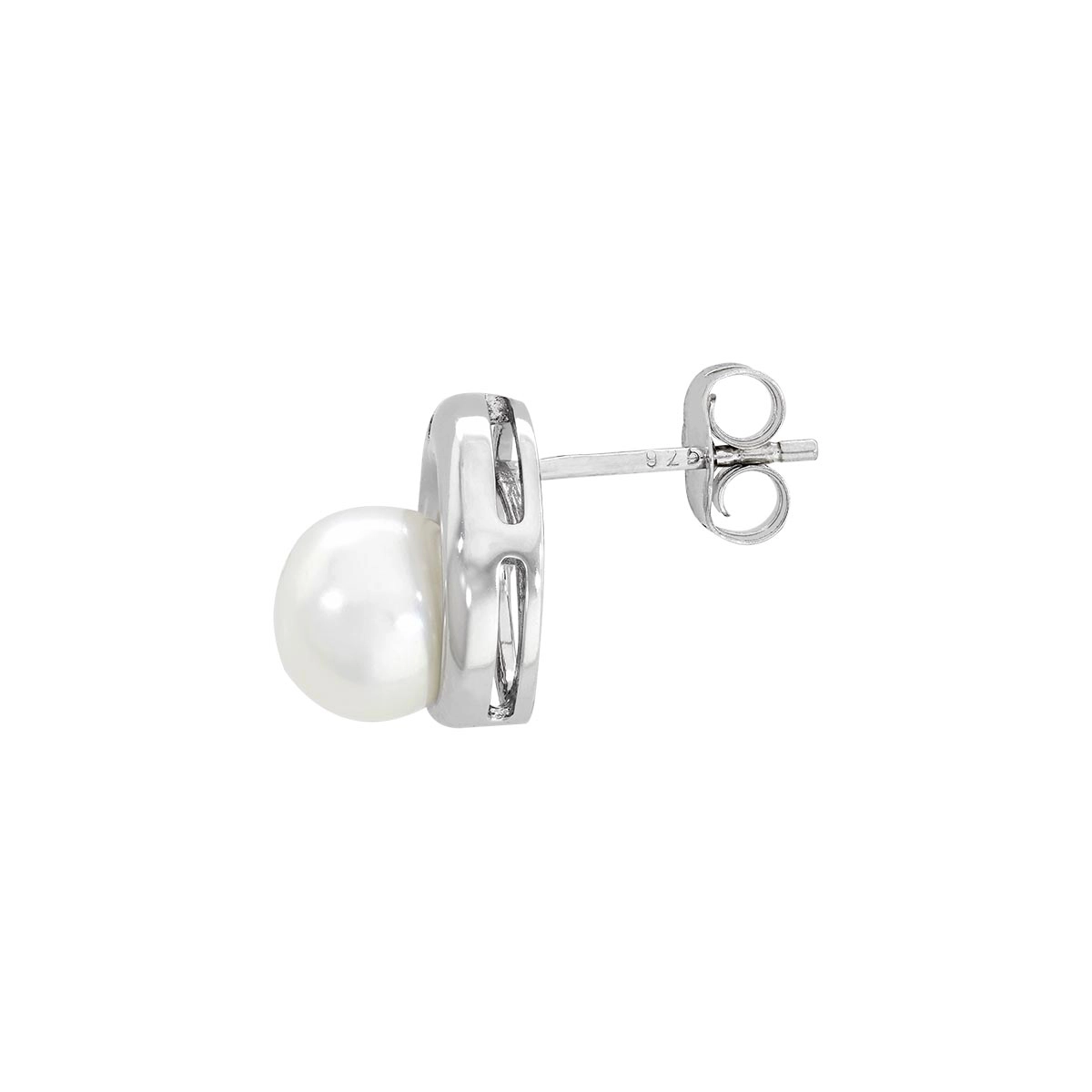 Topos en plata Ley 925, Figuras geométricas, con perlas centrales de 7 mm de ancho aprox y decoración en zircones, de la coleccion Sueños