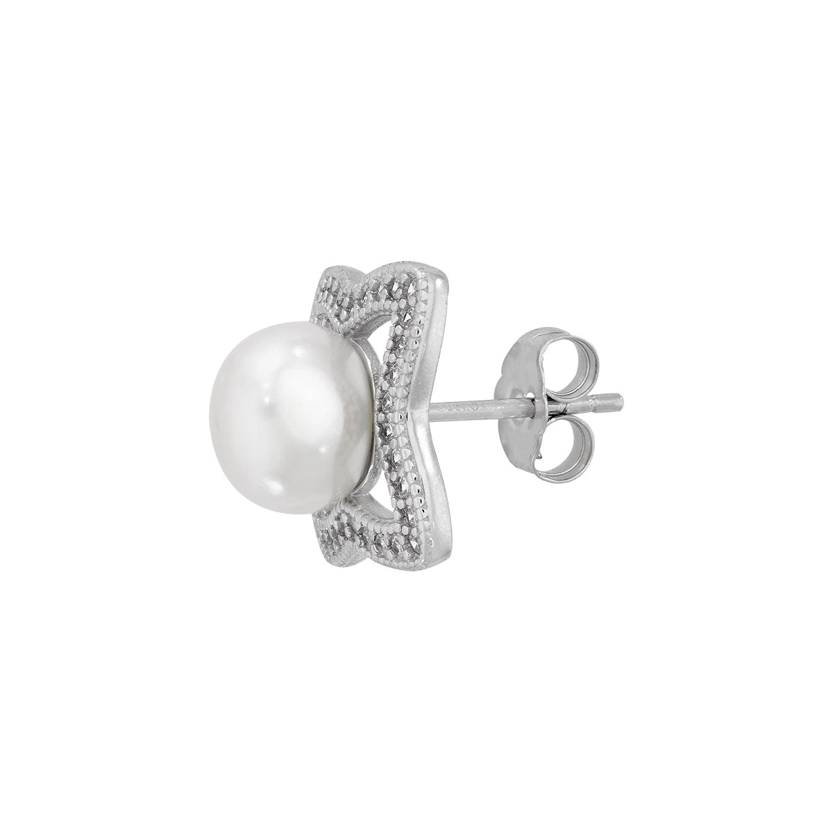 Topos de estrella en plata Ley 925, con perlas centrales y decoración en zircones - Colección Sueños