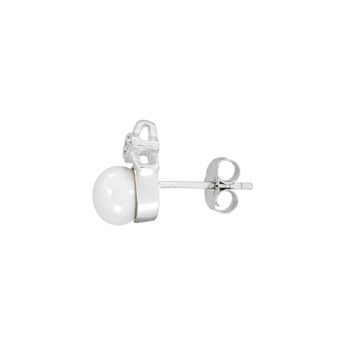 Topos en plata Ley 925, Onda, con perlas centrales de 6 mm de ancho aprox y decoración en zircones, de la coleccion Sueños