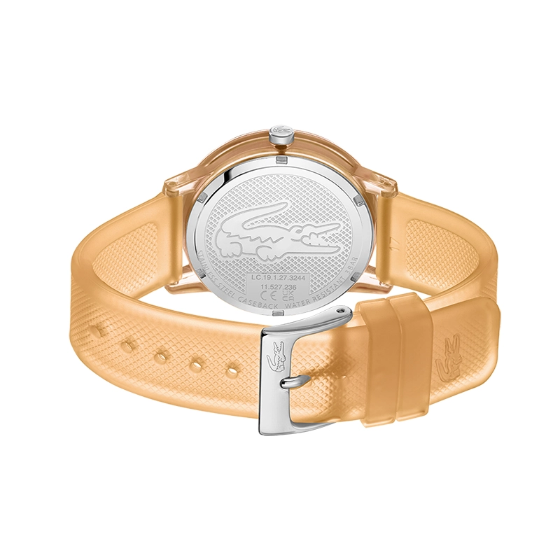 Reloj Lacoste analogo, para Dama, tablero redondo, estilo index, pulso silicona