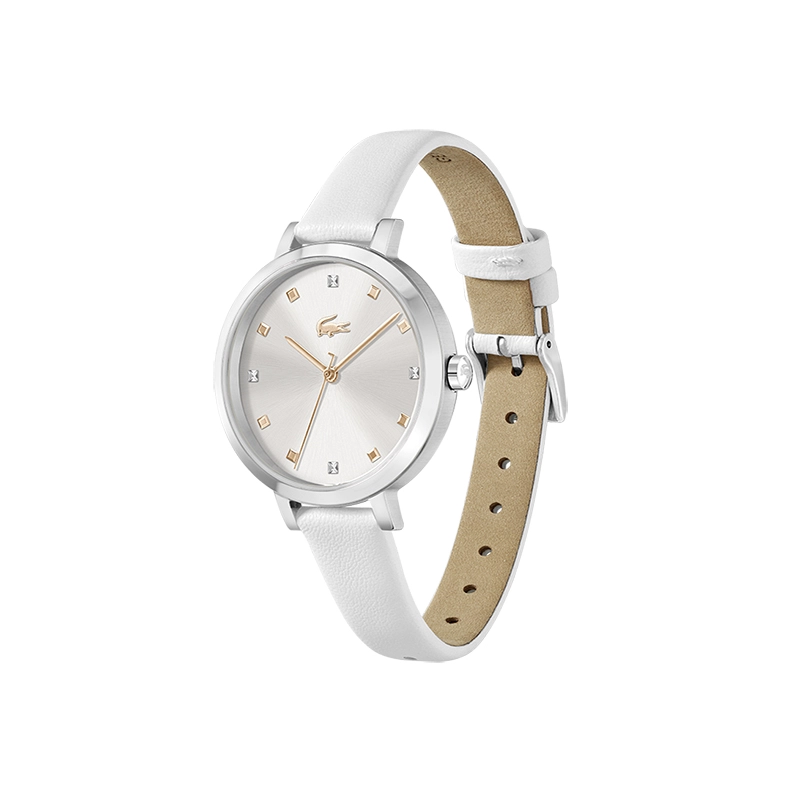 Reloj Lacoste analogo, para Dama, tablero redondo, estilo puntos, pulso cuero