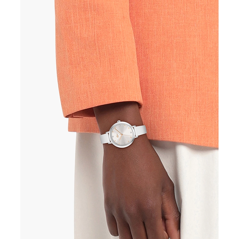 Reloj Lacoste analogo, para Dama, tablero redondo, estilo puntos, pulso cuero