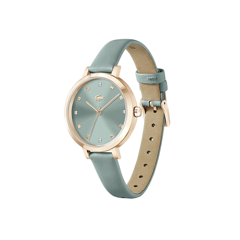 Reloj Lacoste analogo, para Dama, tablero redondo, estilo puntos, pulso cuero