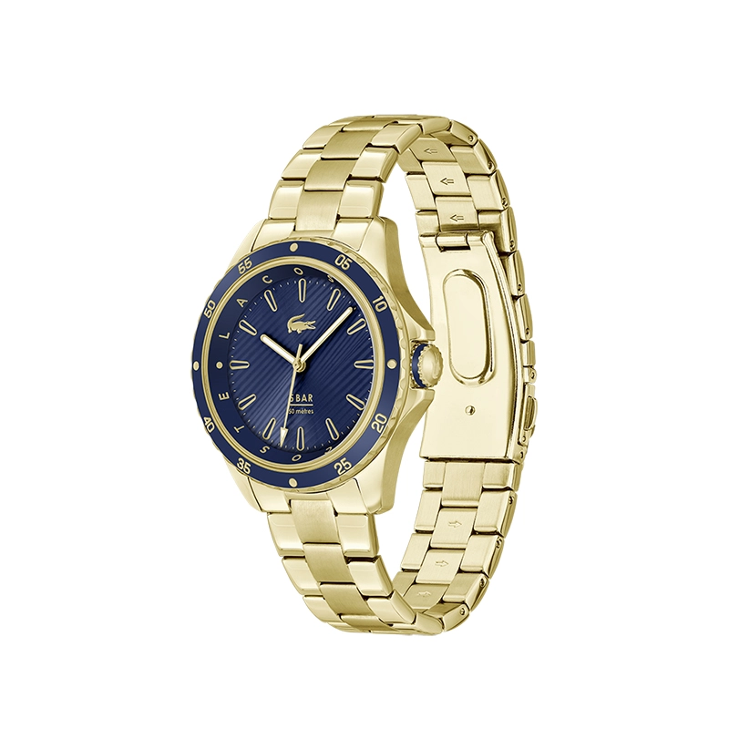 Reloj Lacoste analogo, para Dama, tablero redondo, estilo index, pulso acero