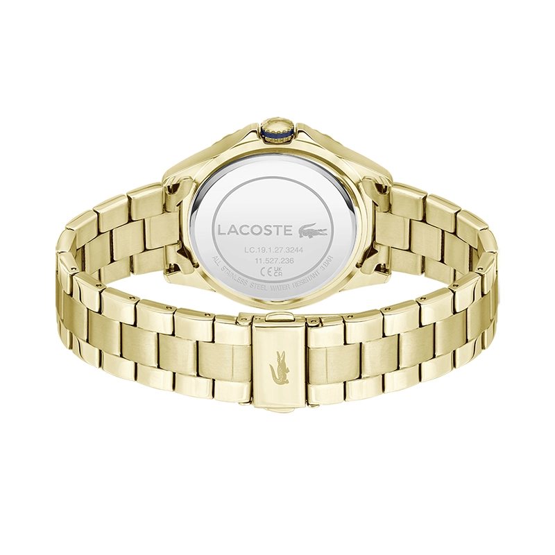 Reloj Lacoste analogo, para Dama, tablero redondo, estilo index, pulso acero