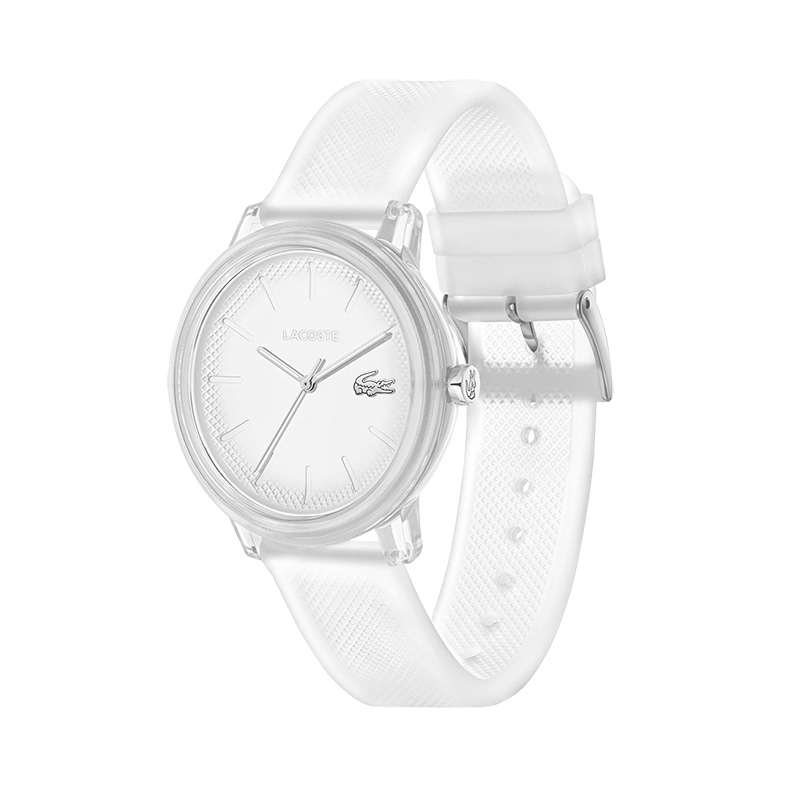 Reloj Lacoste analogo, para Hombre, tablero redondo, estilo index, pulso silicona
