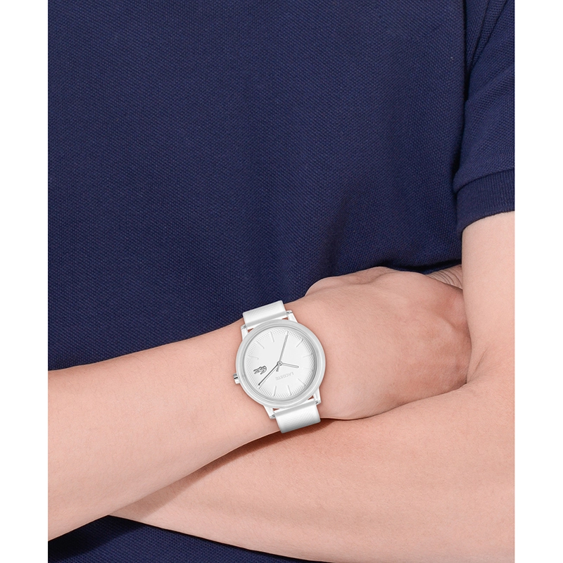 Reloj Lacoste analogo, para Hombre, tablero redondo, estilo index, pulso silicona