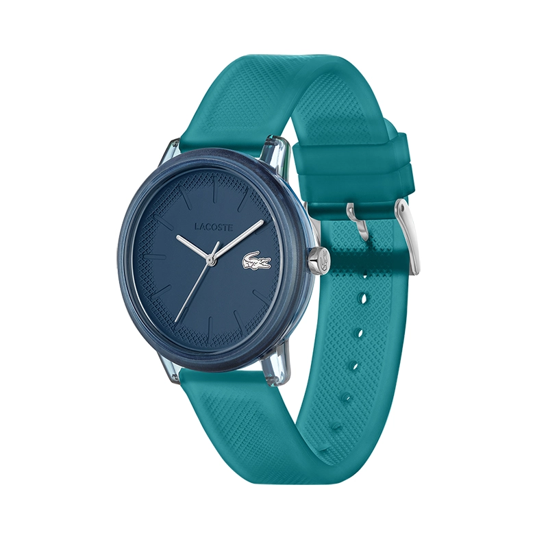 Reloj Lacoste analogo, para Hombre, tablero redondo, estilo index, pulso silicona