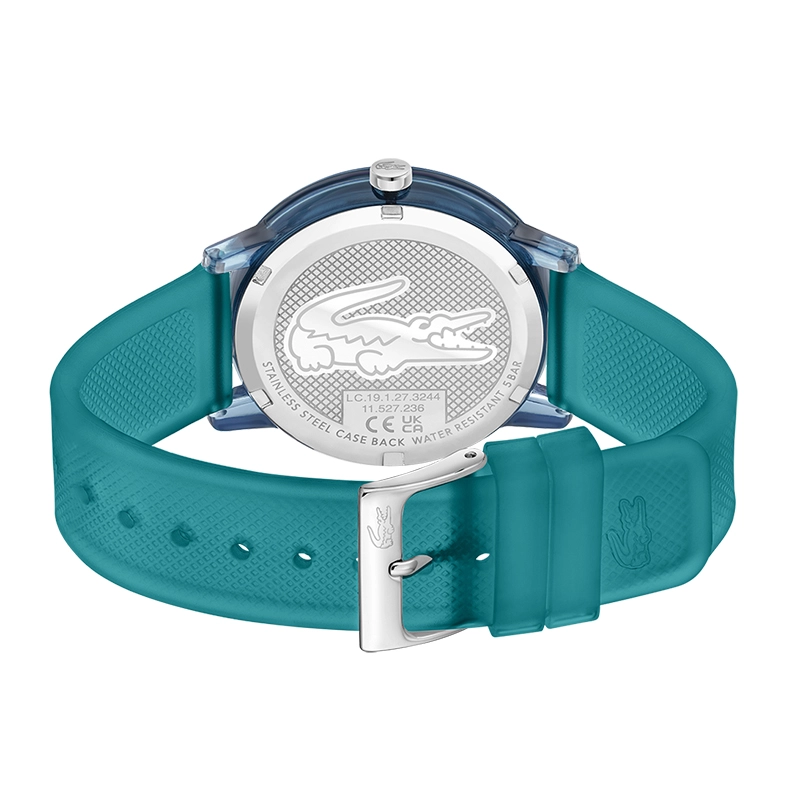 Reloj Lacoste analogo, para Hombre, tablero redondo, estilo index, pulso silicona