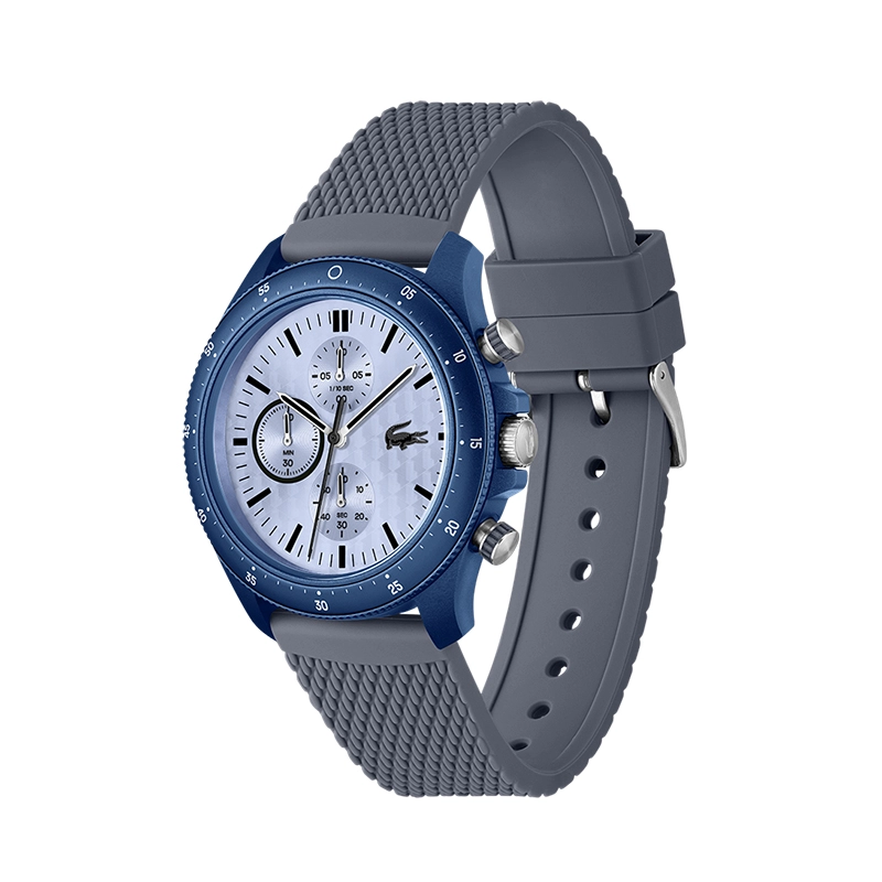 Reloj Lacoste analogo, para Hombre, tablero redondo, estilo index, pulso silicona, cronografo