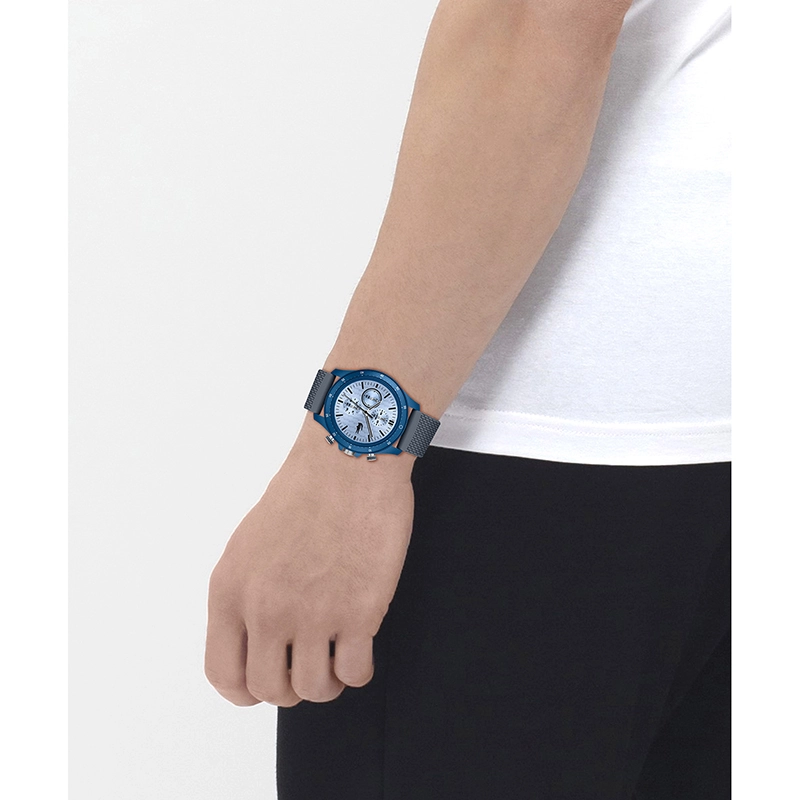 Reloj Lacoste analogo, para Hombre, tablero redondo, estilo index, pulso silicona, cronografo