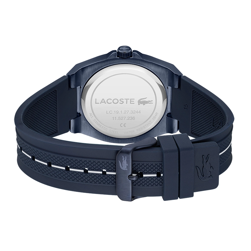 Reloj Lacoste analogo, para Hombre, tablero redondo, estilo index, pulso silicona