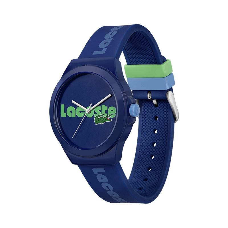 Reloj Lacoste analogo, para Hombre, tablero redondo, estilo sin numeros, pulso silicona